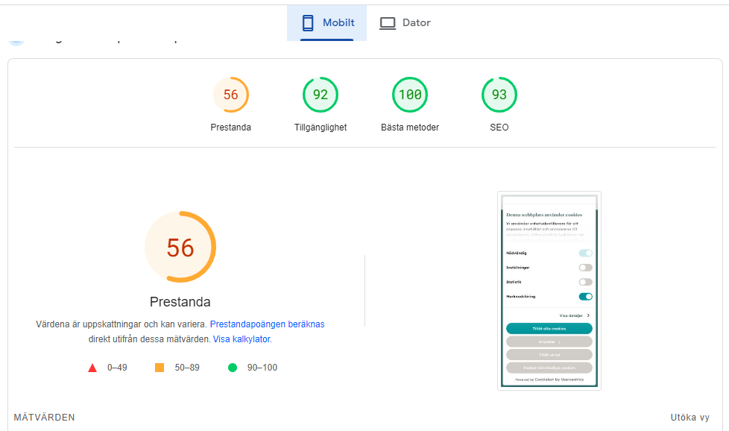 Homemaid results pagespeed